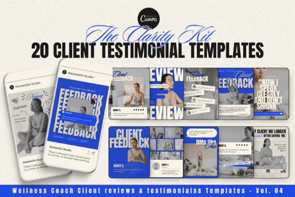 20 Client Win Instagram Templates CANVA: A Wellness Coach Showcase