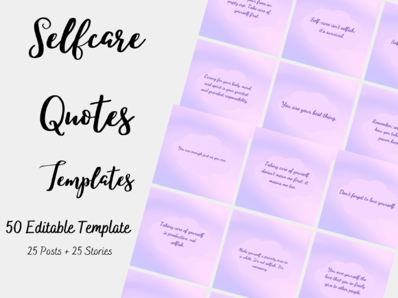 50 Selfcare Quotes Canva Templates: Elevate Your Feed