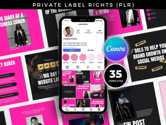 Chic Pink & Black: Instagram Post Templates for Boss Babe