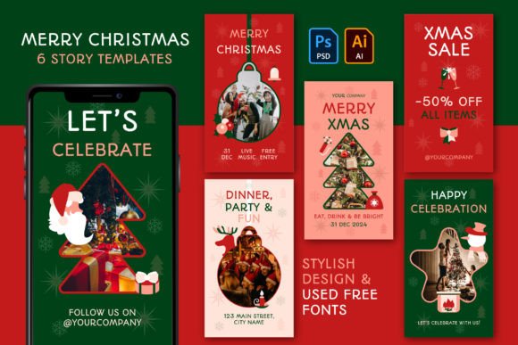 Christmas Story Templates Set: Festive Instagram Stories Made Easy