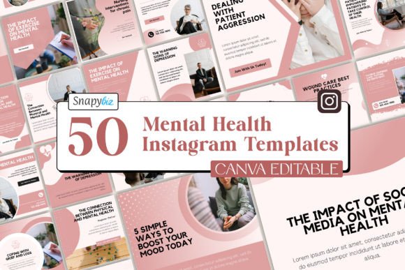 Connect Deeper with Mental Health Instagram Canva Templates