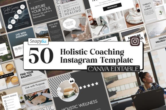 Designing Mindful Wellness Content with Holistic Coaching Canva IG Templates