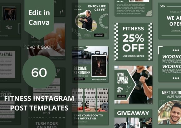 Elevate Your Brand: Using 60 Fitness Social Media Canva Templates