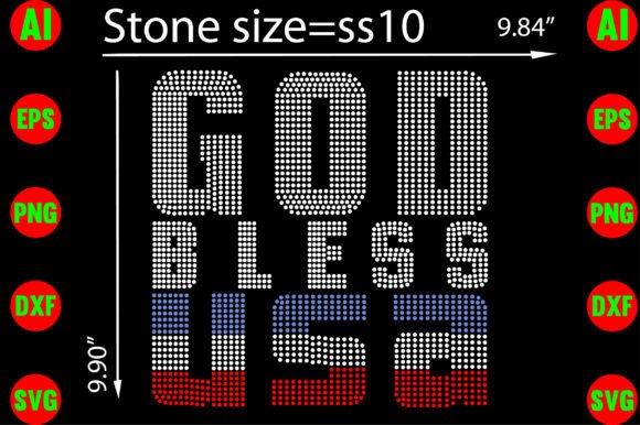 God Bless USA Rhinestone Templates: Patriotic Design Assets