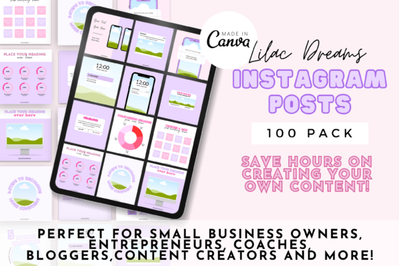 Lilac Dreams: 100 Editable Instagram Post Templates